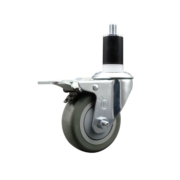 3.5'' Gray Poly Swivel 1-1/2'' Expanding Stem Caster Total Lock Brake